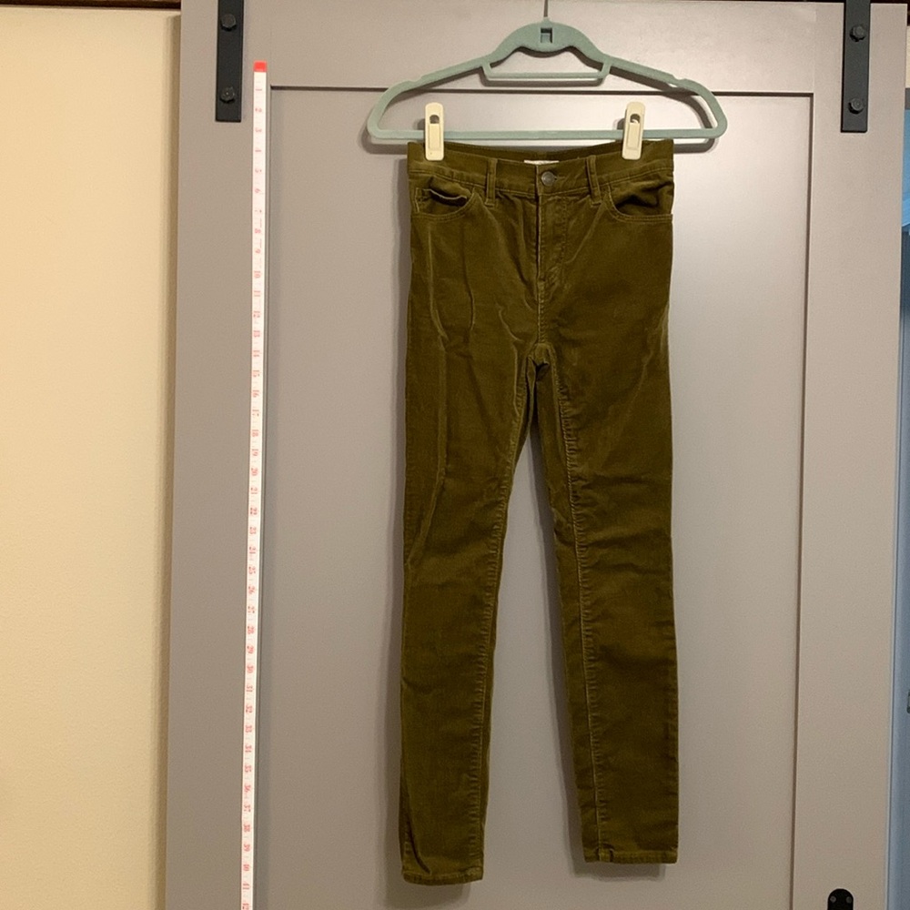 Loft Women’s Vintage Y2K Corduroy Pants Skinny High Rise Petite Size 0P Olive